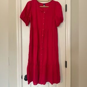 Hot Pink Button-Down Dress